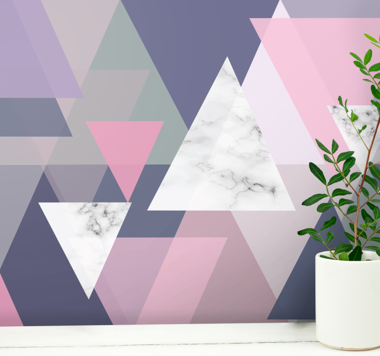 Abstract wall mural with geometric triangle designs - TenStickers