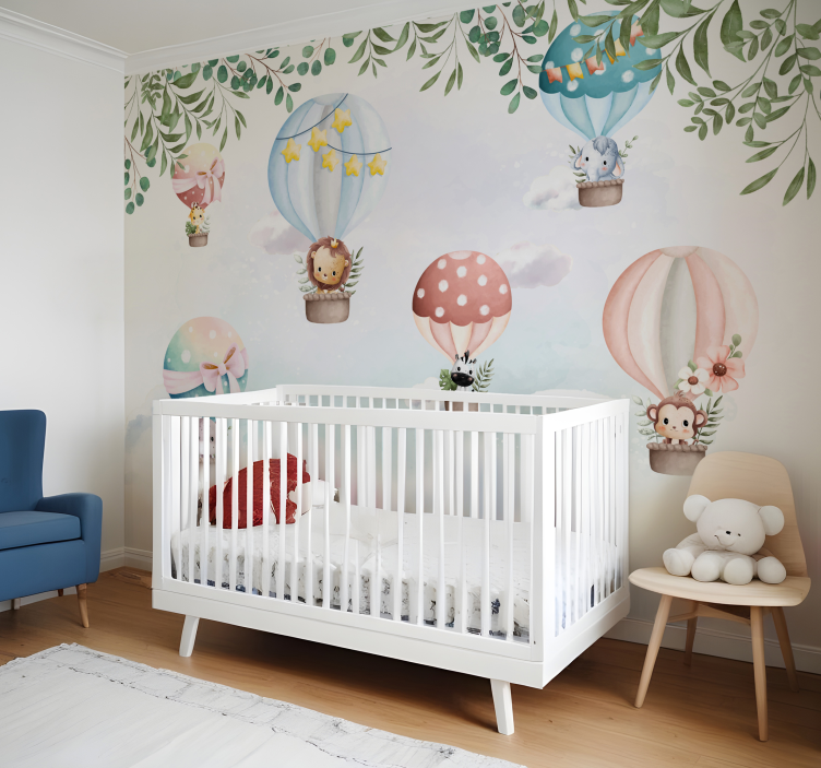 Air balloon animals nursery mural - TenStickers
