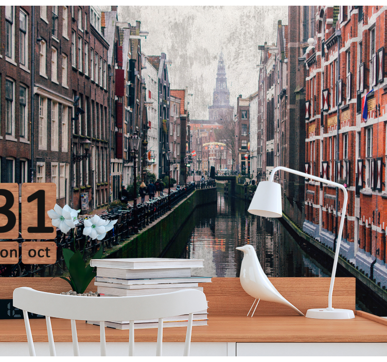Amsterdam wall mural amsterdam waterway scene - TenStickers