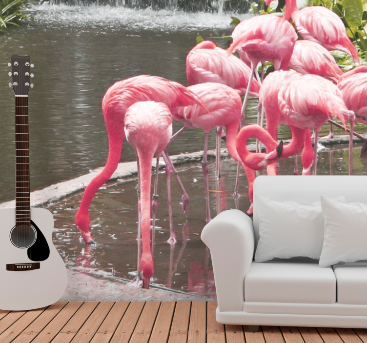 Animal wall mural flamingo assembly - TenStickers