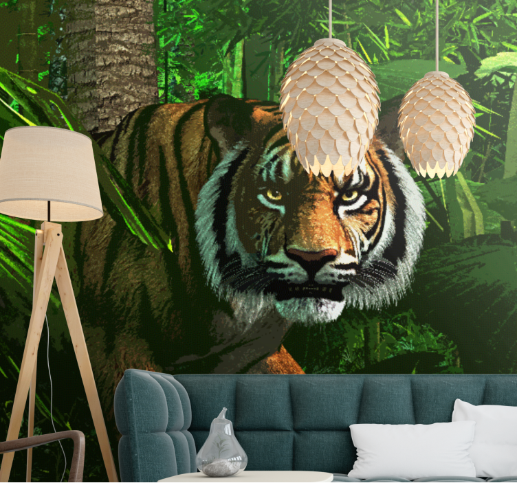 Animal wall mural majestic tiger stalking - TenStickers