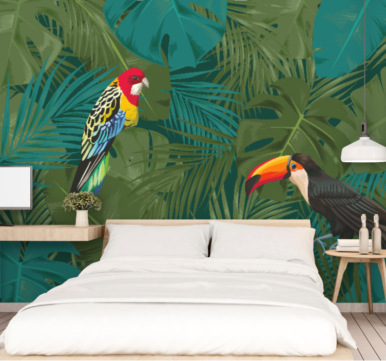 Animal wall mural tropical parrots display - TenStickers