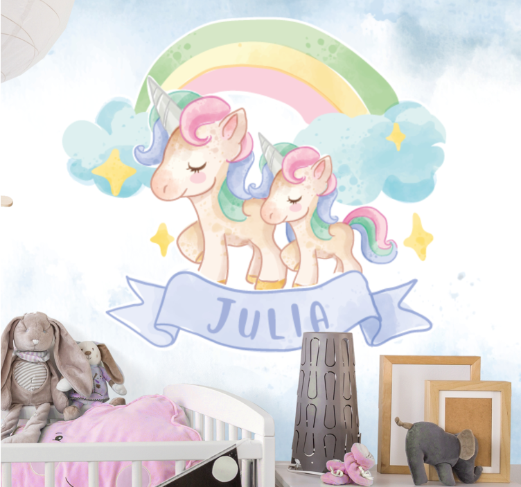 Animal wall mural unicorns and rainbow - TenStickers