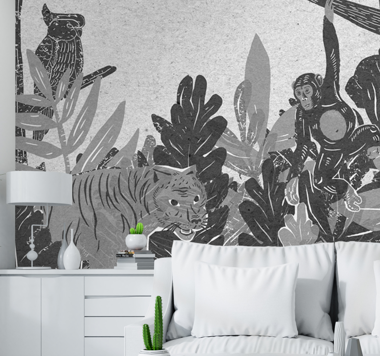 Animal wall mural wildlife adventure scene - TenStickers