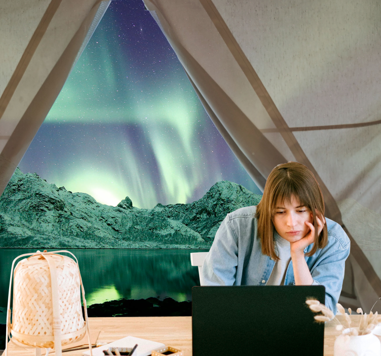 Aurora Borealis View landscape mural wallpaper - TenStickers