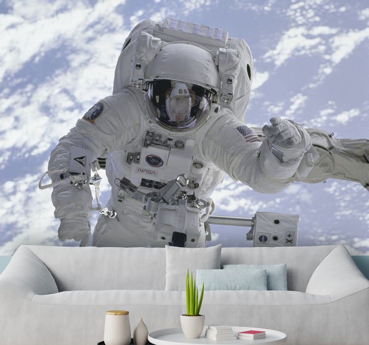 Austronaut in space landscape wall mural - TenStickers