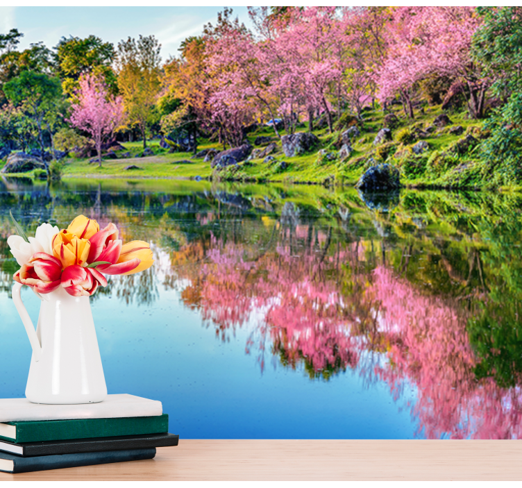Beautiful cherry blossoms trees wall mural - TenStickers