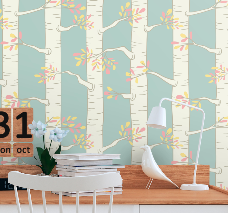 Birch forest scandinavian style Wall Mural - TenStickers