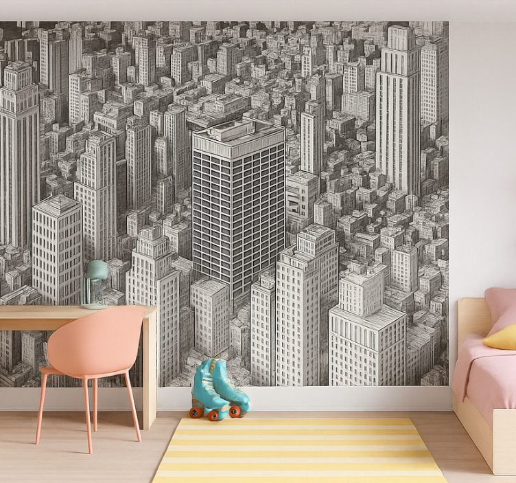 Black and white overview teenage wall mural - TenStickers