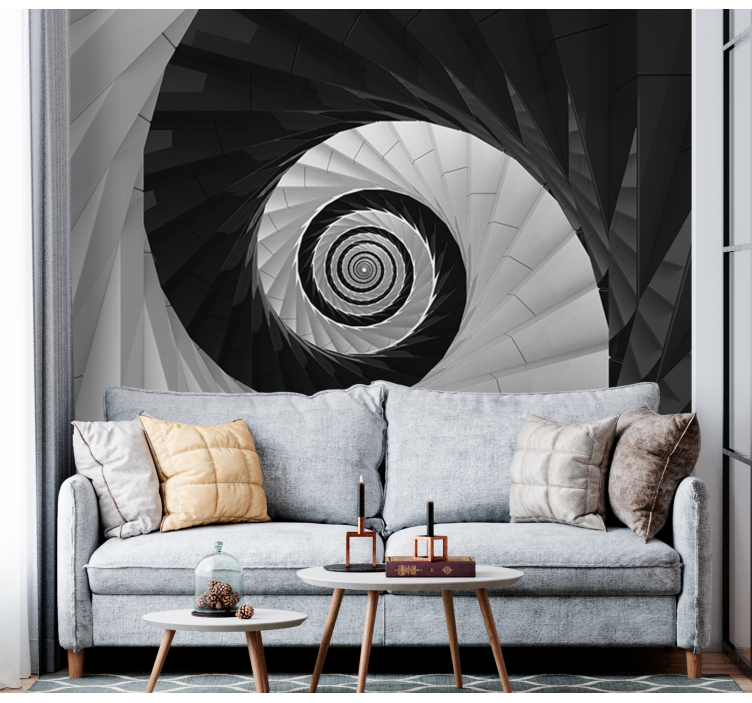 Black and white spiral 3D Wall Mural - TenStickers