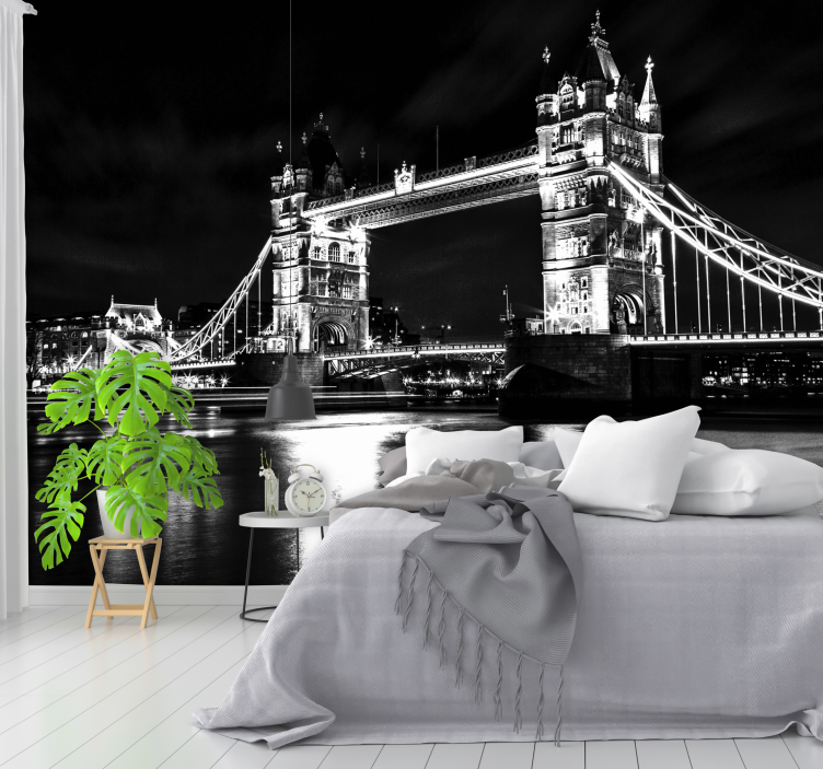 Black and white Tower bridge London Wall Mural - TenStickers