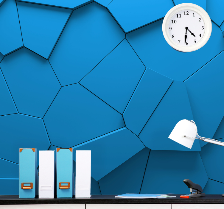 Blue geometric shapes 3d effect Wall Mural - TenStickers