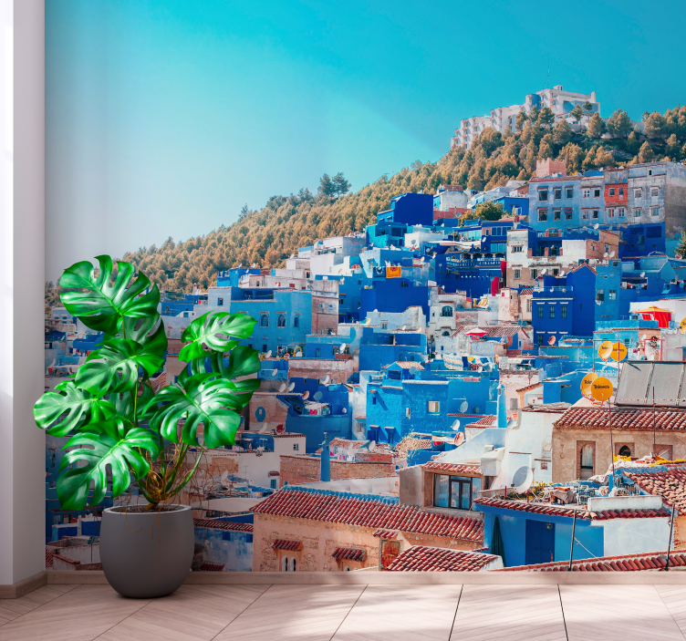 Blue Medina Cityscape city wall mural - TenStickers