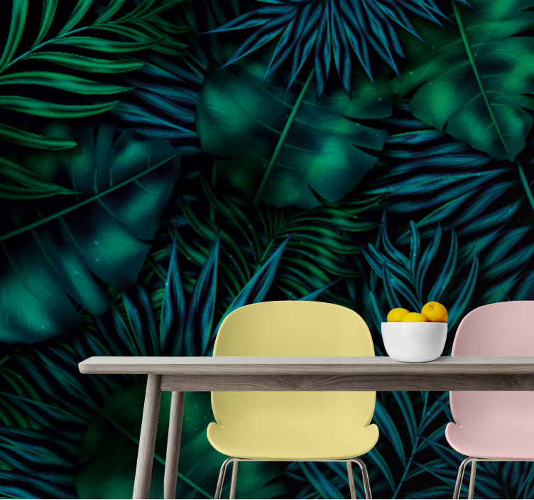 Bright Green Leaves nature wall mural - TenStickers