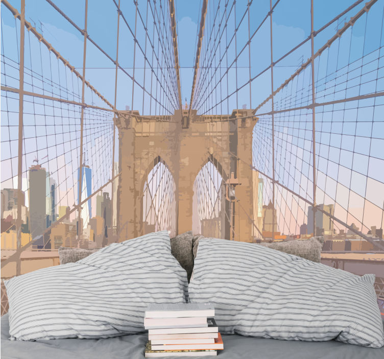 Brooklyn Bridge top perspective 3D Wall Mural - TenStickers