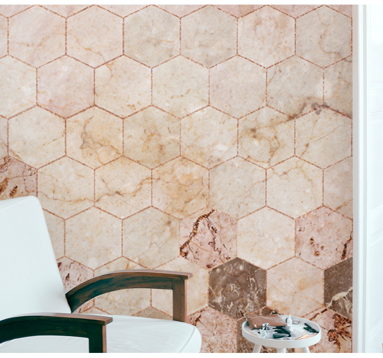 Brown hexagon tile wall mural - TenStickers