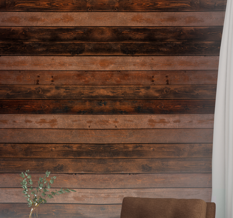 Brown horizontal planks Wood Wall Mural - TenStickers