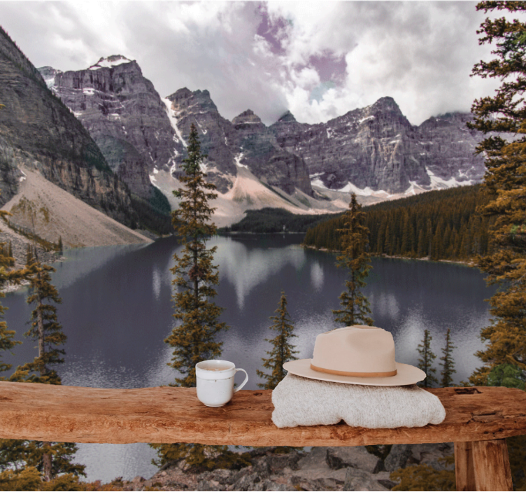 Canadian forest aesthetic lake wall mural - TenStickers