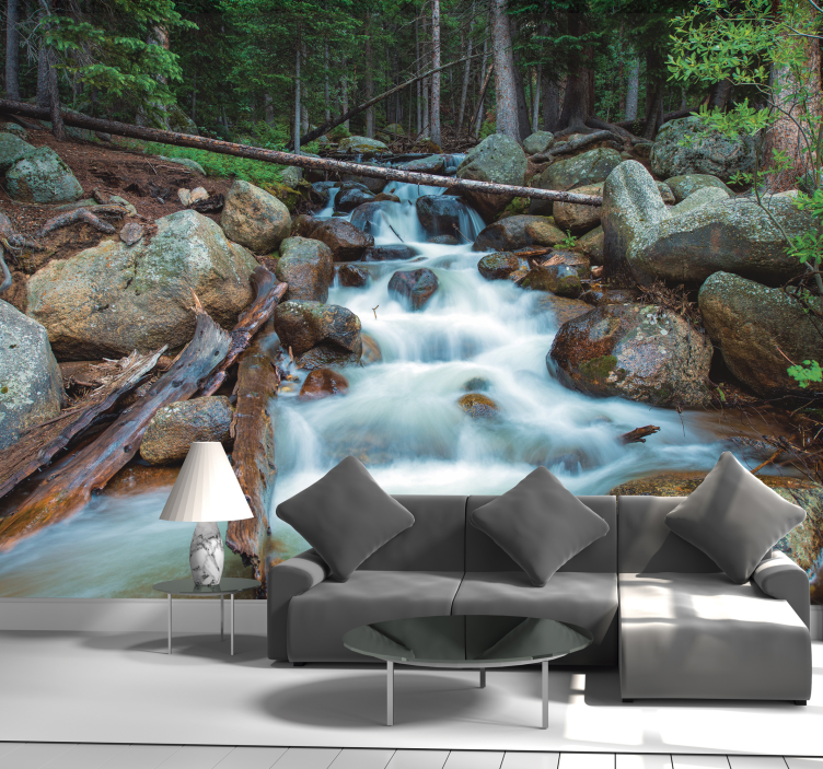 Cascading Stream waterfall mural - TenStickers