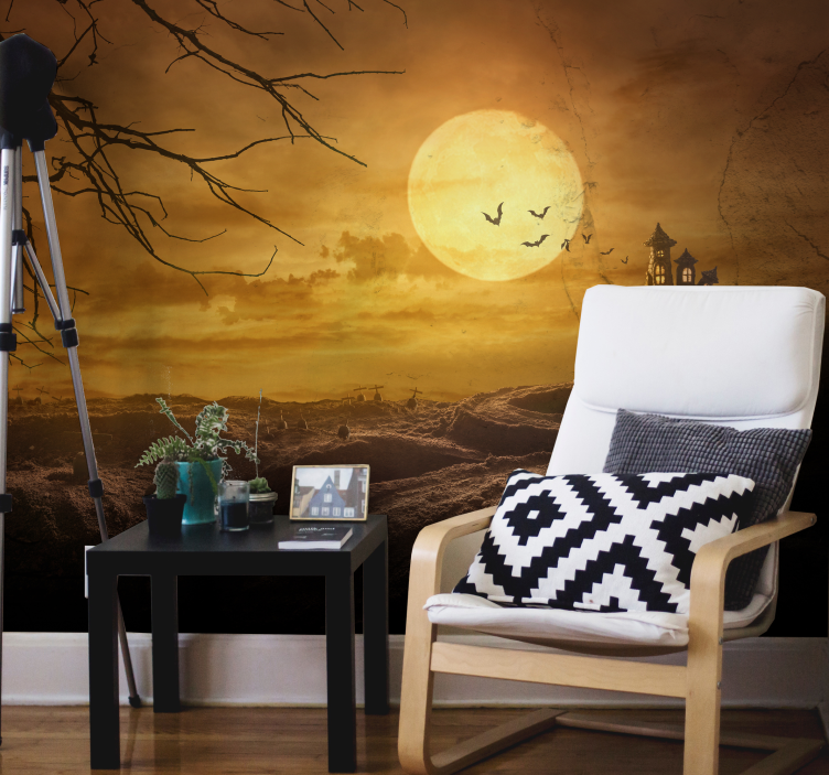 Castle on the hill with bats wall mural - TenStickers