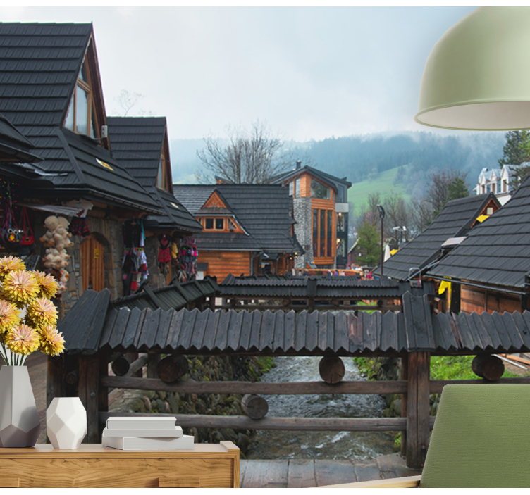 Charming Alpine Village city wall mural - TenStickers