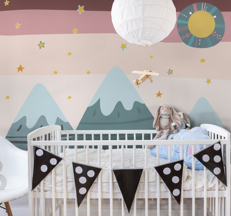 Children wall mural mountains and stars - TenStickers