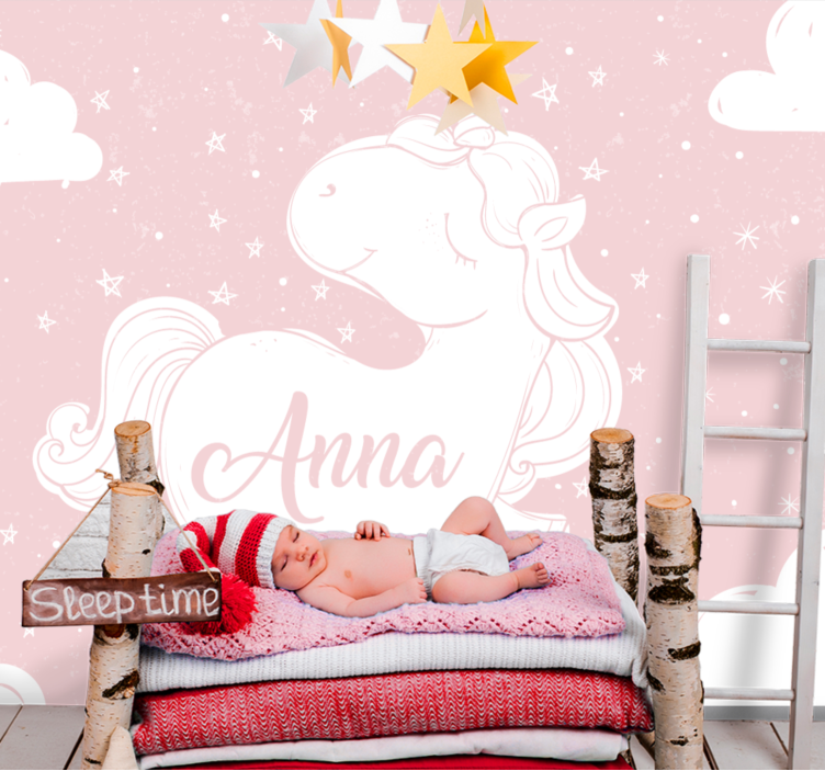 Children wall mural playful unicorn design - TenStickers