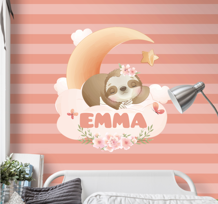 Children wall mural sloth with moon design - TenStickers