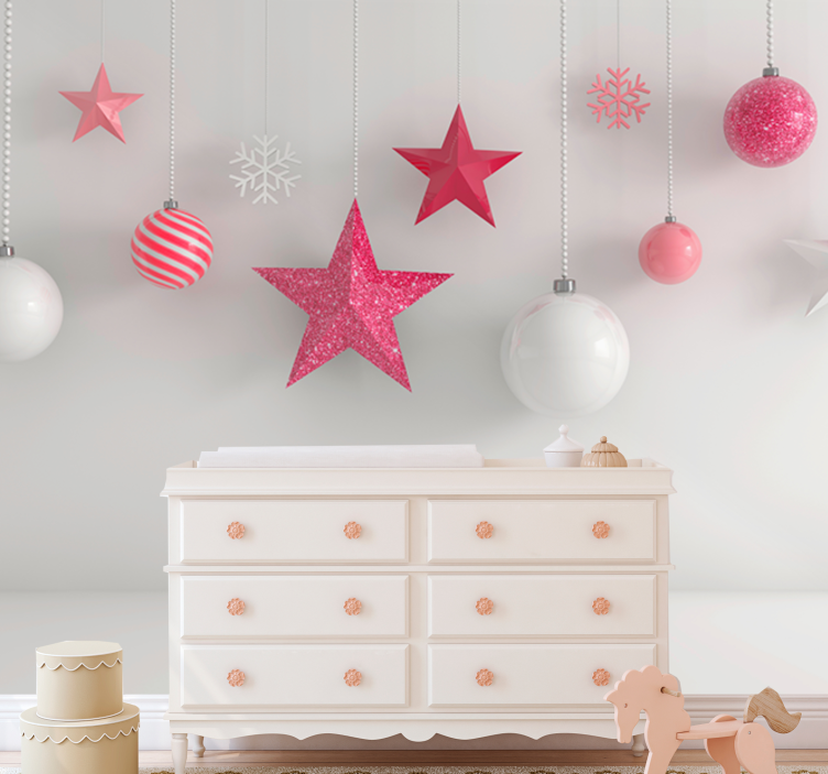 Christmas mural hanging holiday ornaments - TenStickers
