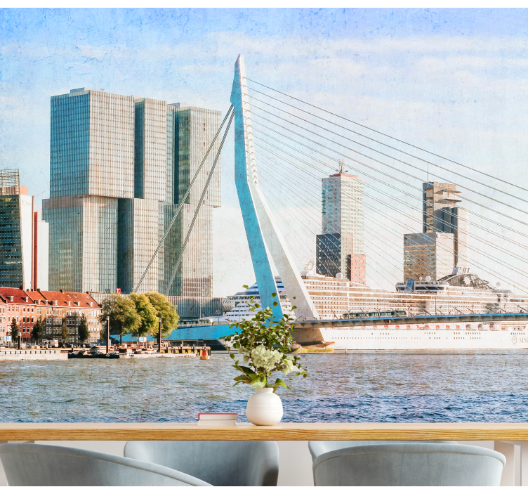 City wall mural rotterdam skyline view - TenStickers