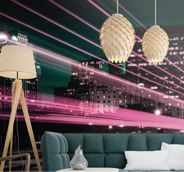 City wall mural urban skyline excitement - TenStickers