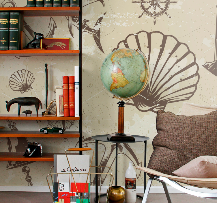 City wall mural with coastal nautical elements - TenStickers