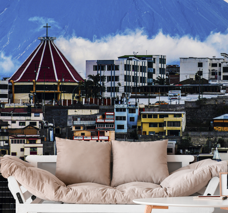 Cityscape with Volcano city wall mural - TenStickers