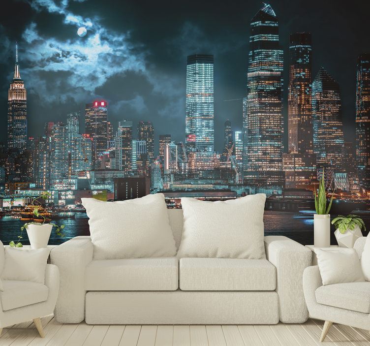 Cloudy night at NY  wall mural - TenStickers