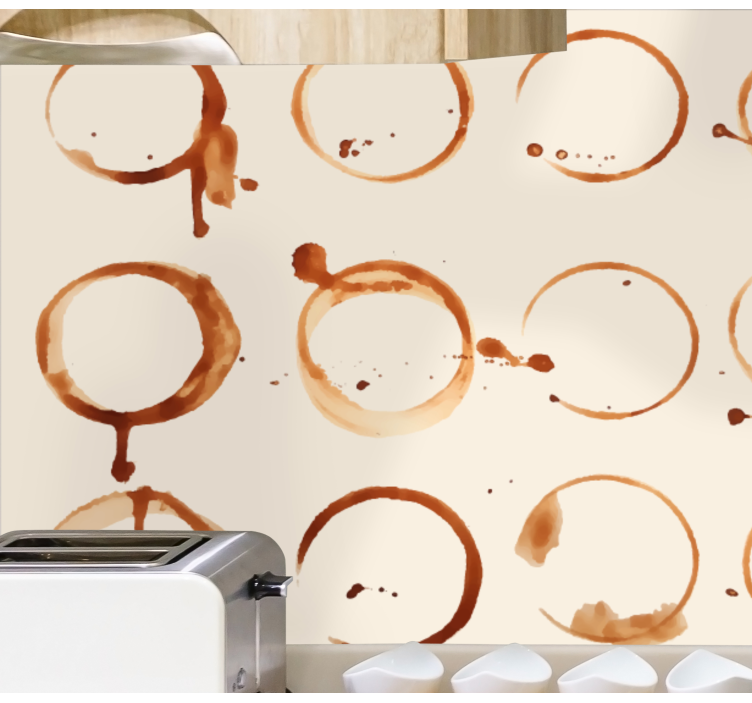 Coffee Ring Patterns kitchen mural - TenStickers