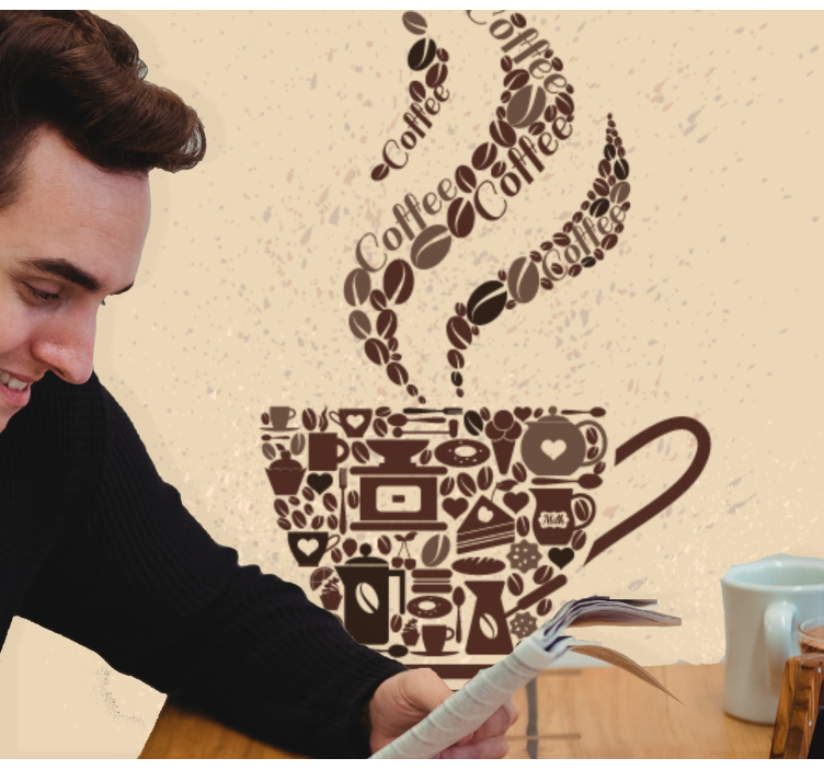 Coffee Time Phrase mural quote - TenStickers
