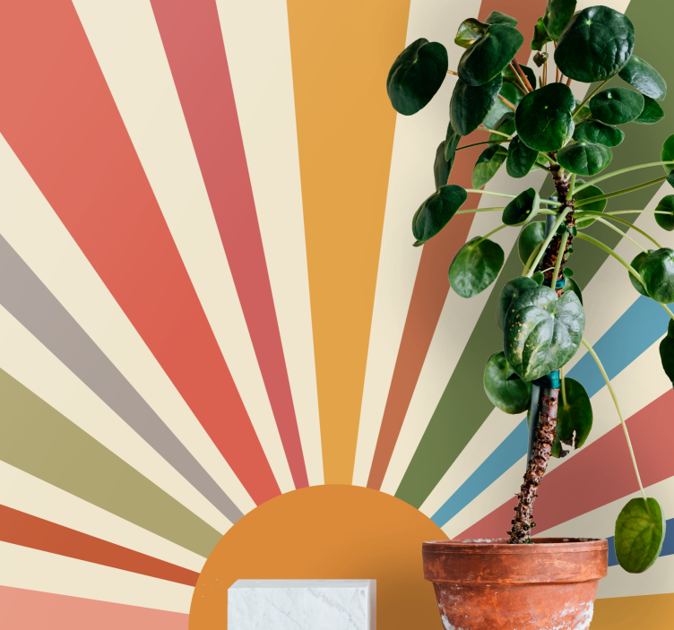 Colorful art Sun stripes living room wall mural - TenStickers