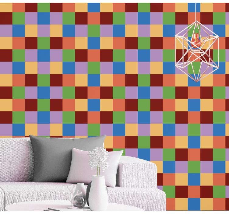 Colorful Grid Pattern abstract wall mural - TenStickers