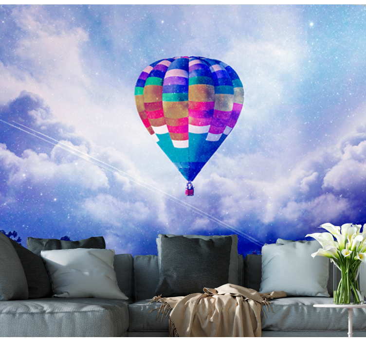 Colorful Hot Air Balloon sky mural - TenStickers