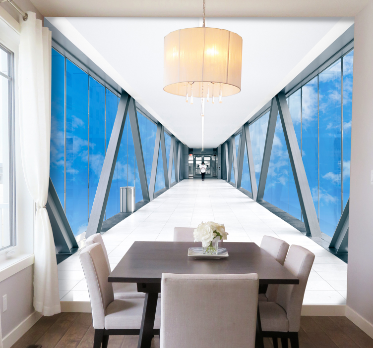 Corridor bridge in the sky 3d wallpaper - TenStickers