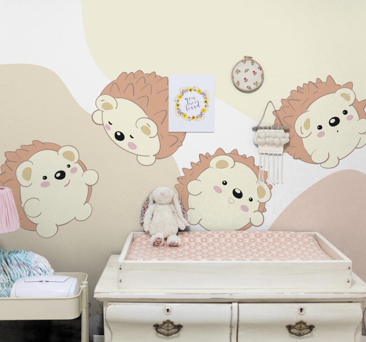 Cute Hedgehog Friends animal wall mural - TenStickers