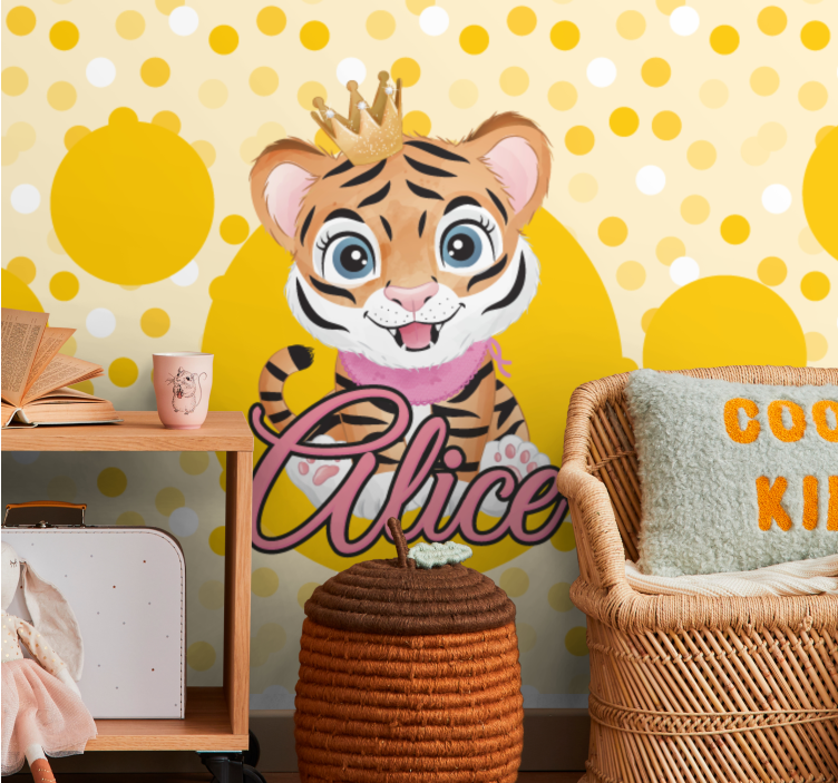 Cute tiger character animal wall mural - TenStickers