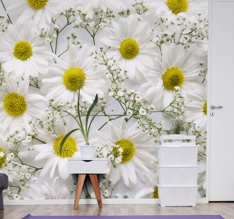 Daisy flower wall photomural - TenStickers