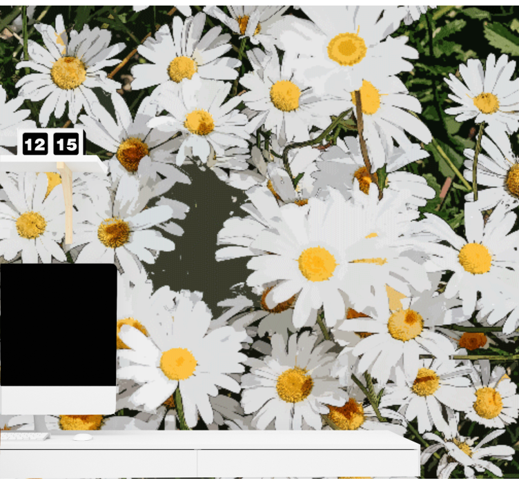 Daisy painted meadow wall mural - TenStickers