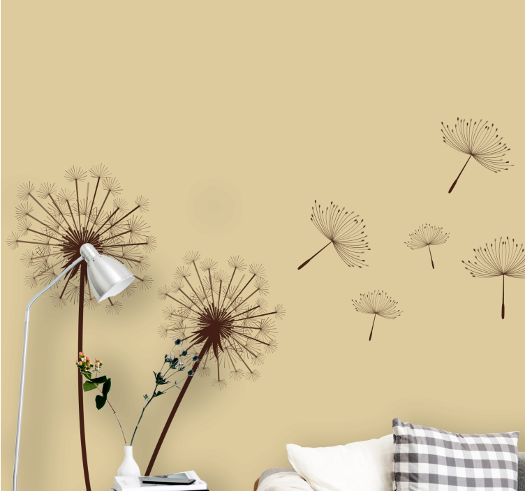 Dandelion silhouette flower wall mural - TenStickers