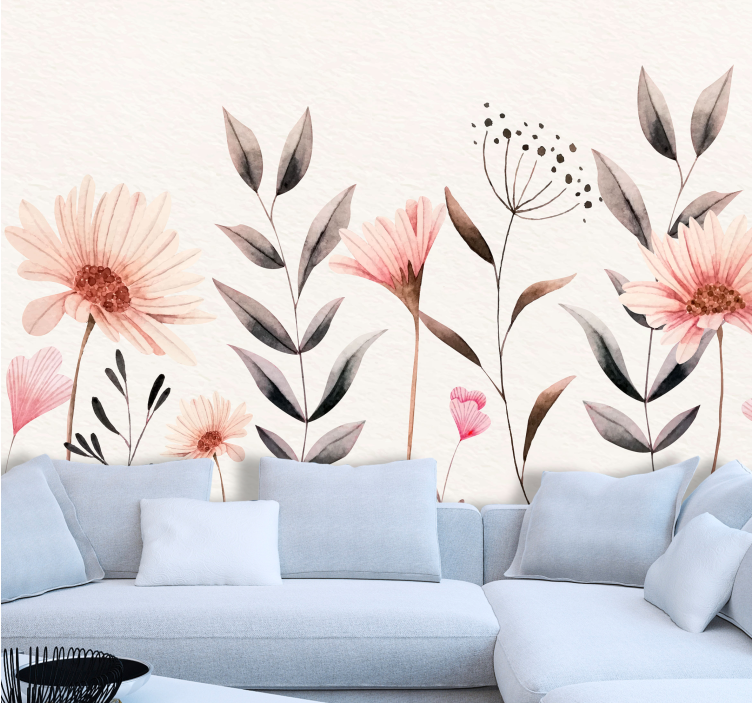 Delicate beige arrangement flower mural - TenStickers