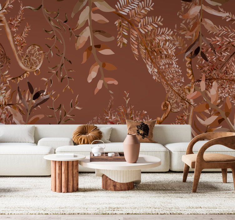 Dense leaves terracotta wall mural - TenStickers
