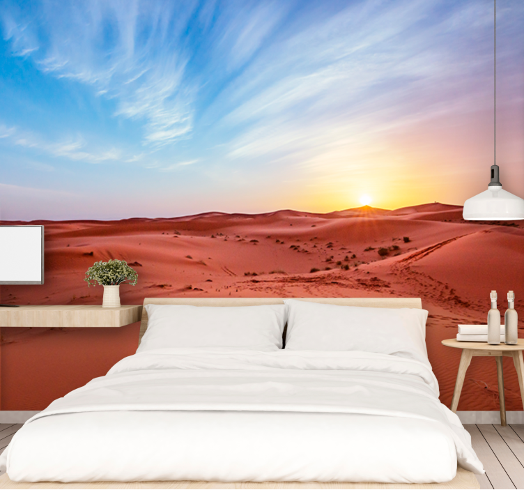 Desert mural golden desert sunset - TenStickers