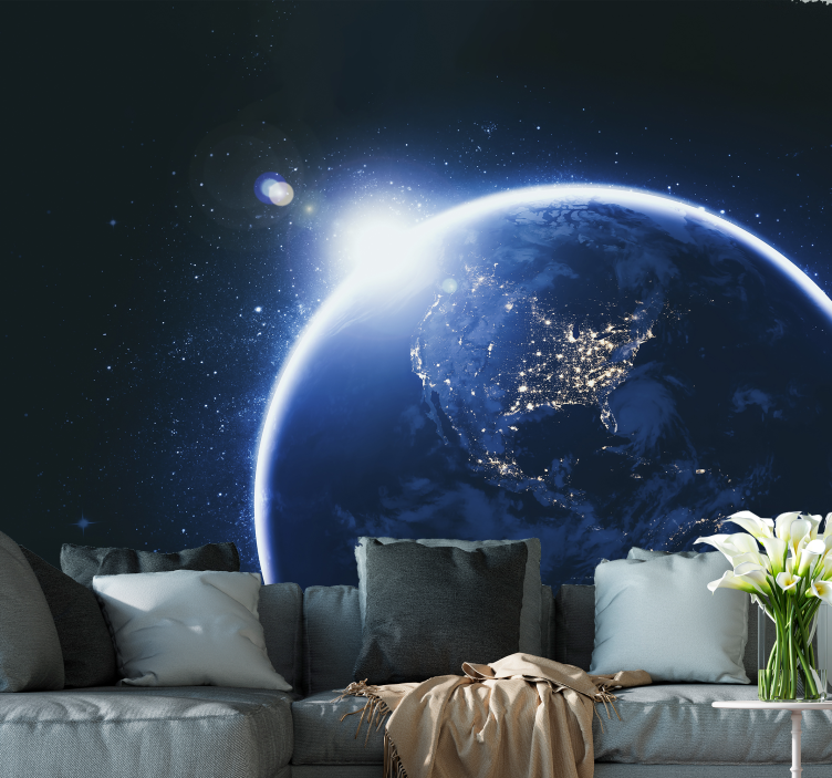 Earth Illuminated Sphere space mural - TenStickers