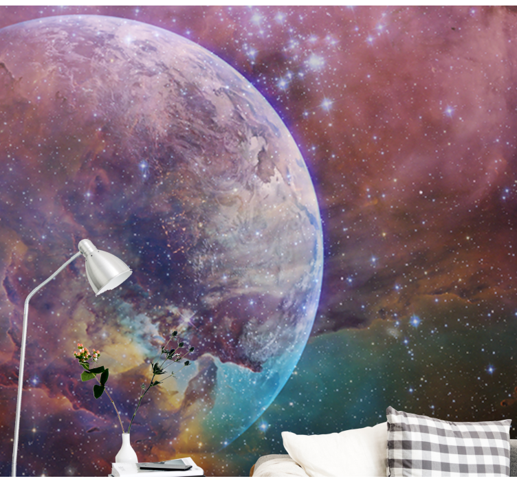 Earth in space background space wall mural - TenStickers